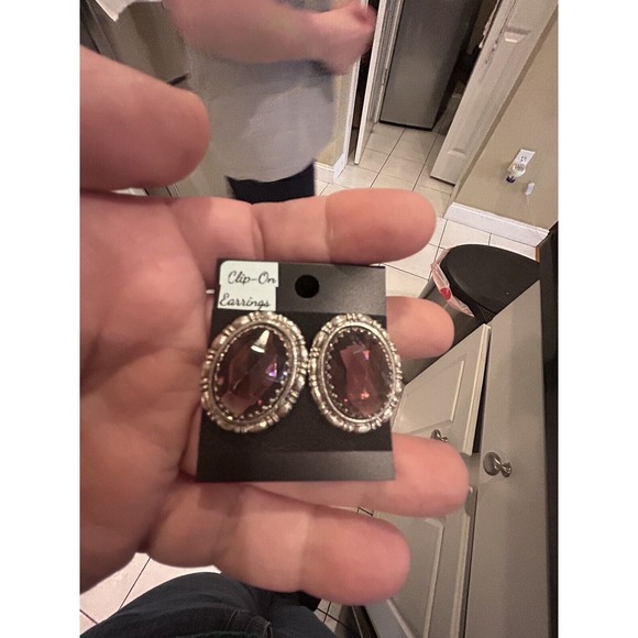 Vintage Whiting And Davis Saphiret Cabochon Earrings Clip On Great Condition - Picture 4 of 5